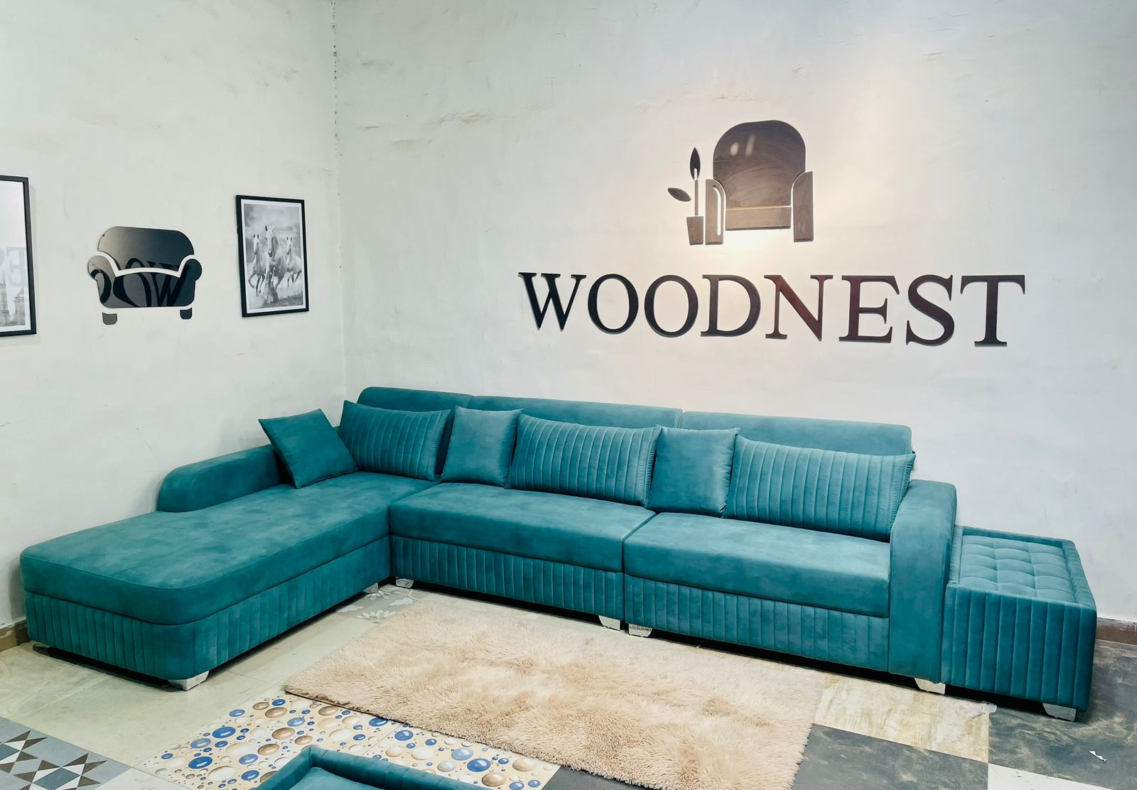 WoodNest handcrafted wooden sofa showroom in Siliguri